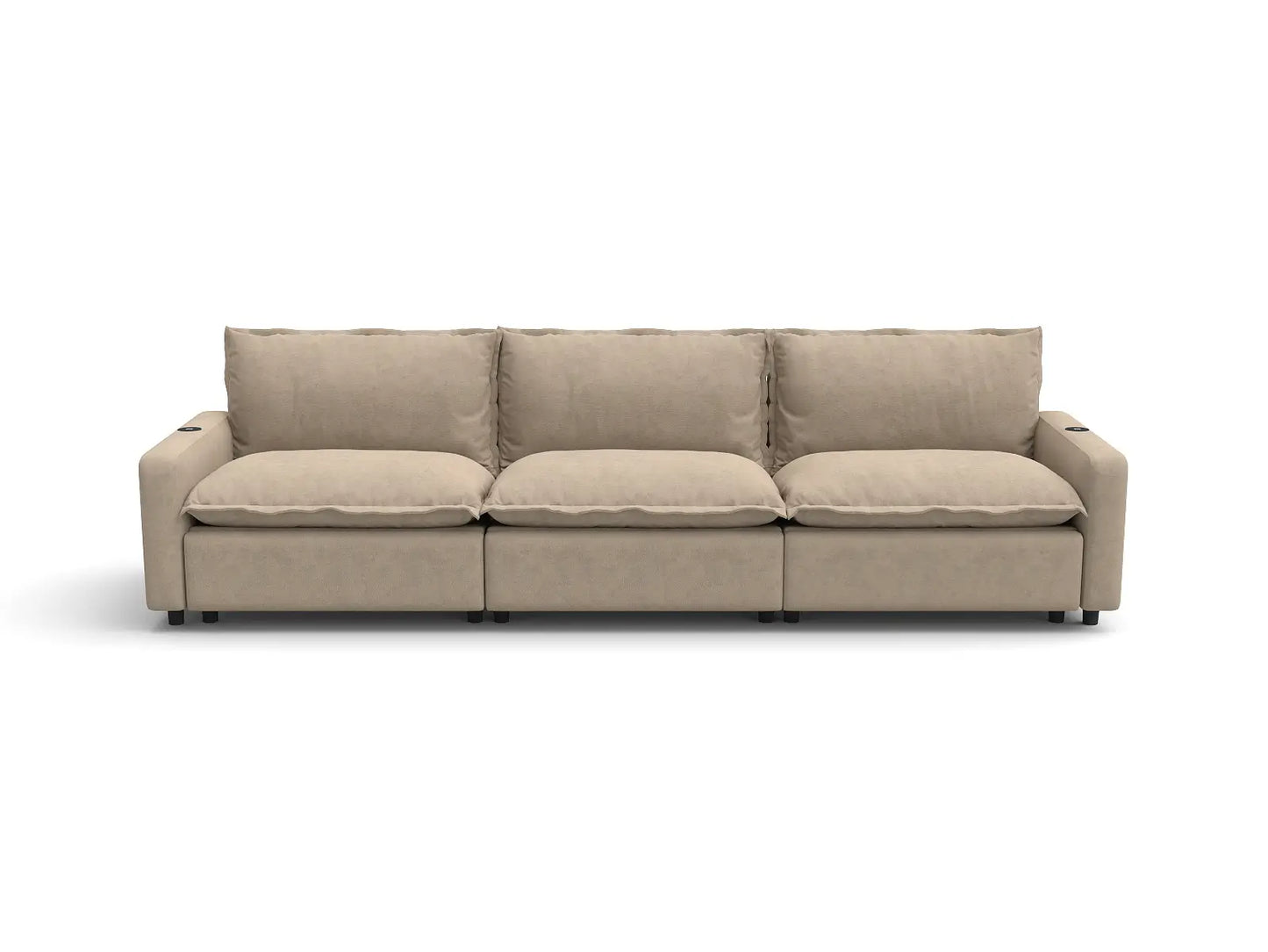 Modular Cero Reclining Sectionals | 3-Piece Khaki Linen Small Space Couch Sectionals 3-Seater