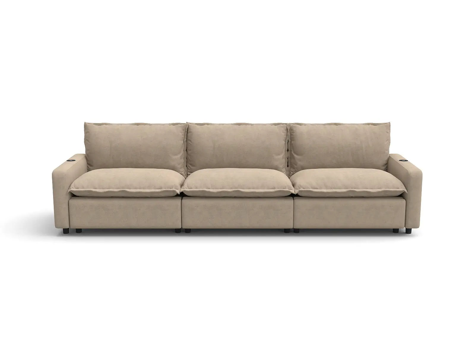 Modular Cero Recliner Sectional Couch | 3-Piece Khaki Linen Small Space Couch Sectionals 3-Seater