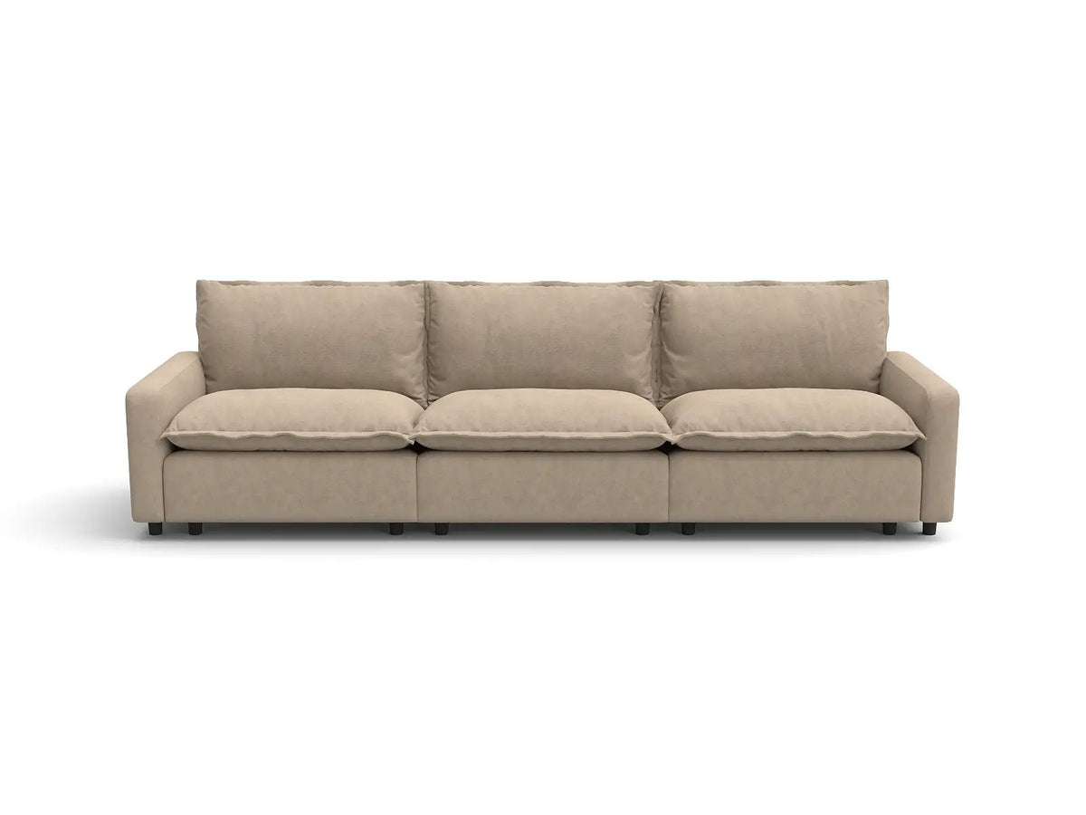Modular Cero Modular Sectionals | 3-Piece Khaki Linen Small Space Couch Sectionals 3-Seater