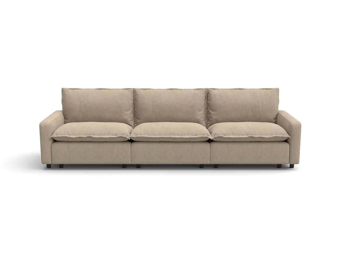 Modular Cero Modular Sectionals | 3-Piece Khaki Linen Small Space Couch Sectionals 3-Seater