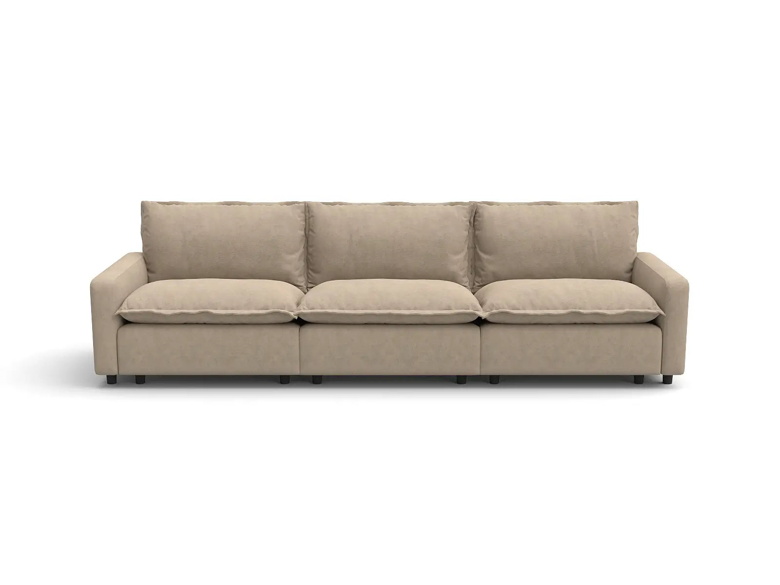 Modular Cero Sectional Modular Couch | 3-Piece Khaki Linen Small Space Couch Sectionals 3-Seater