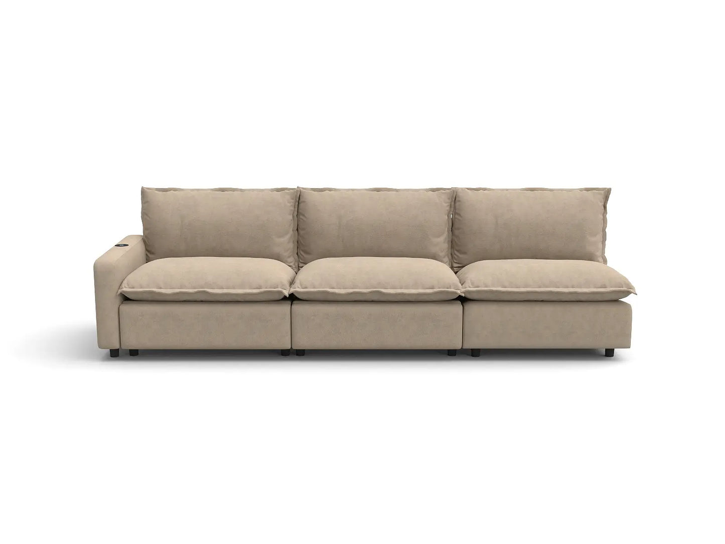 Modular Cero Sectional Couch Recliner | 3-Piece Khaki Linen Small Space Couch Sectionals 3-Seater