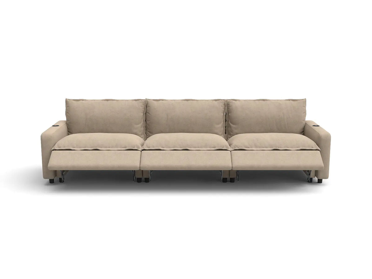 Modular Cero Reclining Sectionals | 3-Piece Khaki Linen Small Space Couch Sectionals 3-Seater