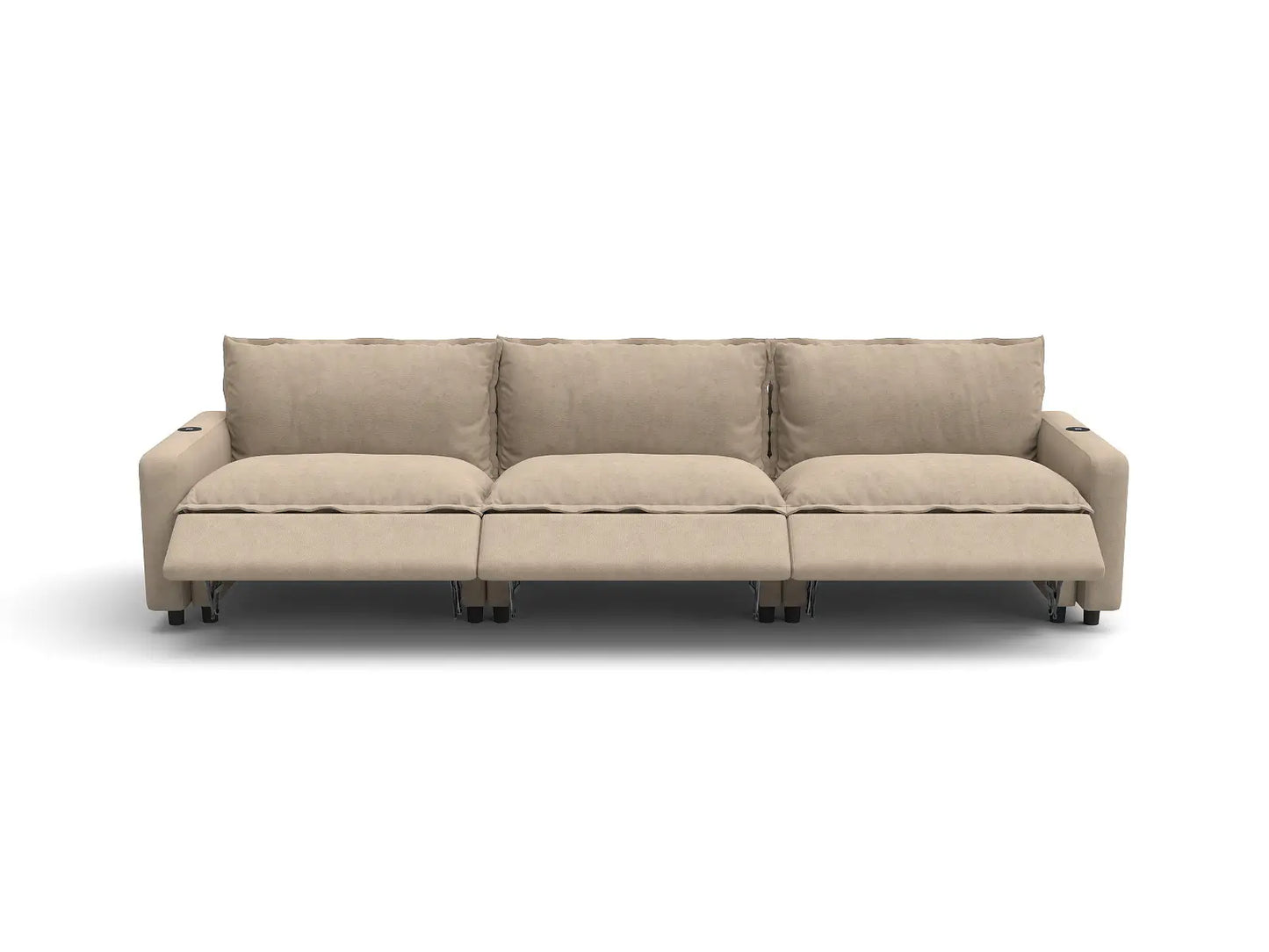 Modular Cero Reclining Sectionals | 3-Piece Khaki Linen Small Space Couch Sectionals 3-Seater