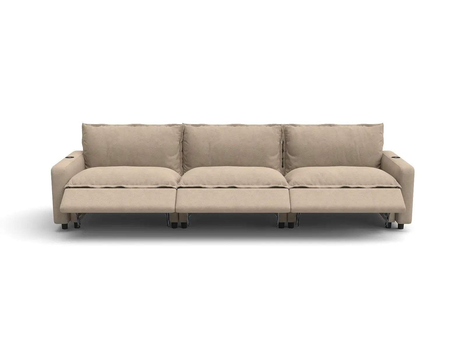 Modular Cero Recliner Sectional Couch | 3-Piece Khaki Linen Small Space Couch Sectionals 3-Seater