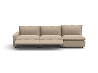 Modular Cero Sectional Couch Recliner | 3-Piece Khaki Linen Small Space Couch Sectionals 3-Seater