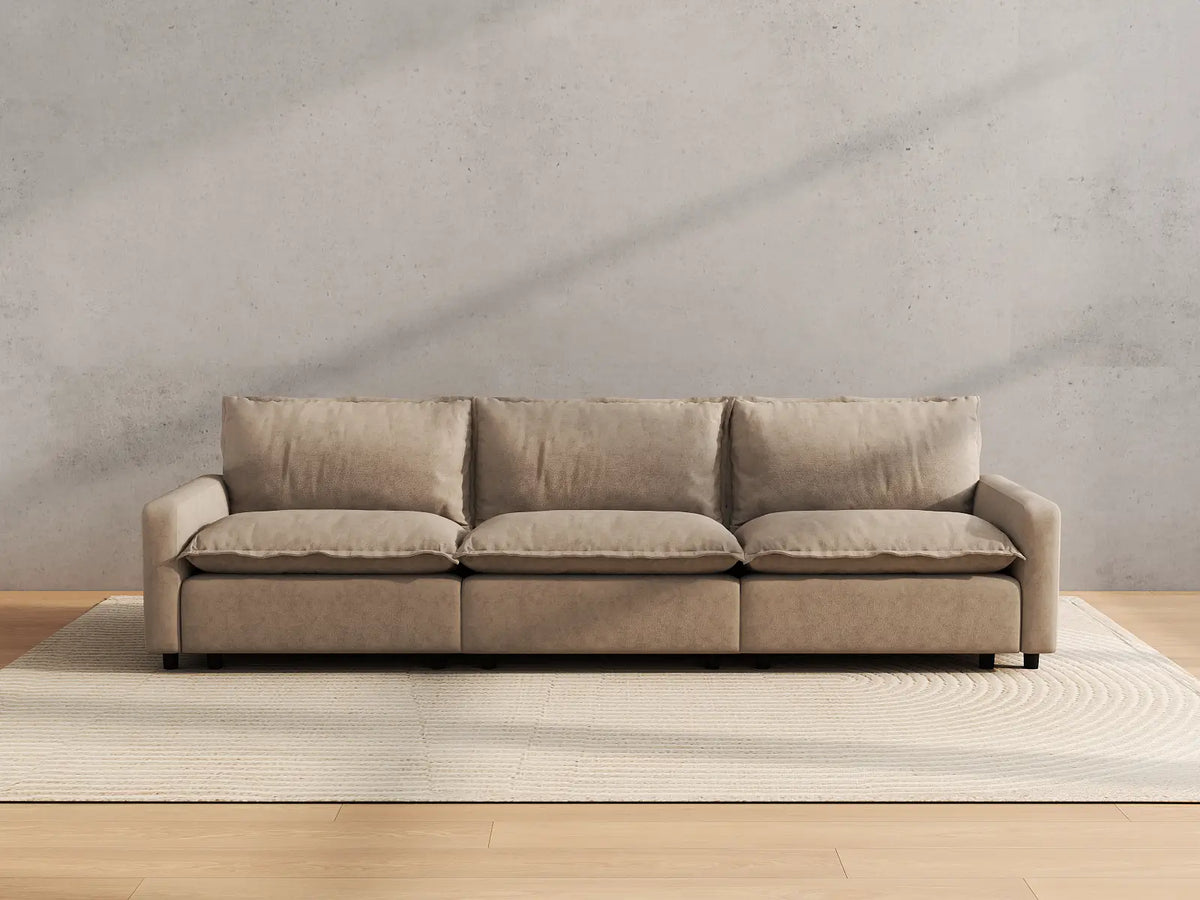 Modular Cero Modular Sectionals | 3-Piece Khaki Linen Small Space Couch Sectionals 3-Seater