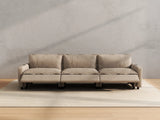 Modular Cero Recliner Sectional Couch | 3-Piece Khaki Linen Small Space Couch Sectionals 3-Seater