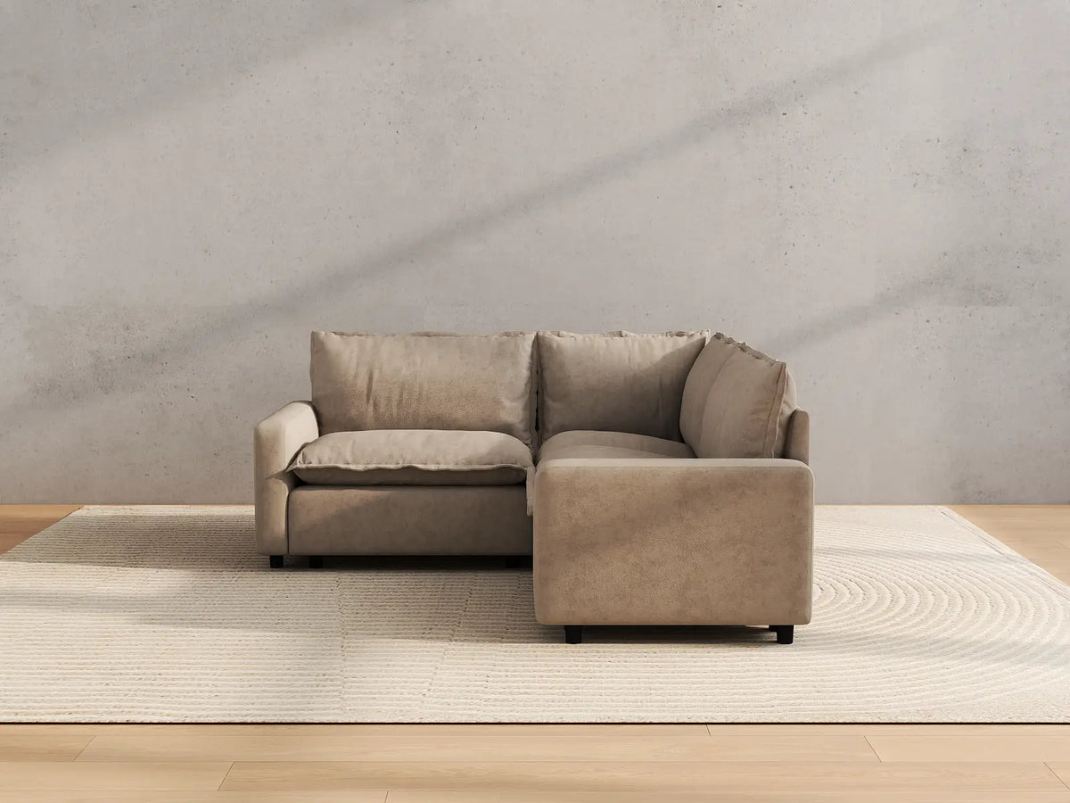 Modular Cero Modular Sectionals | 3-Piece Khaki Linen Small Space V-Shaped Sectionals 3-Seater