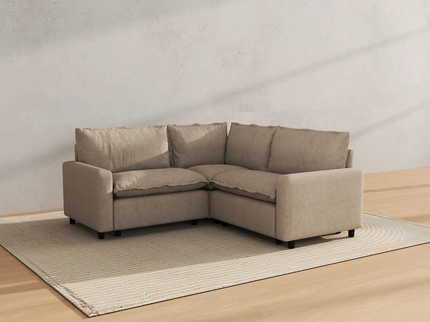 Modular Cero Modular Sectionals | 3-Piece Khaki Linen Small Space V-Shaped Sectionals 3-Seater