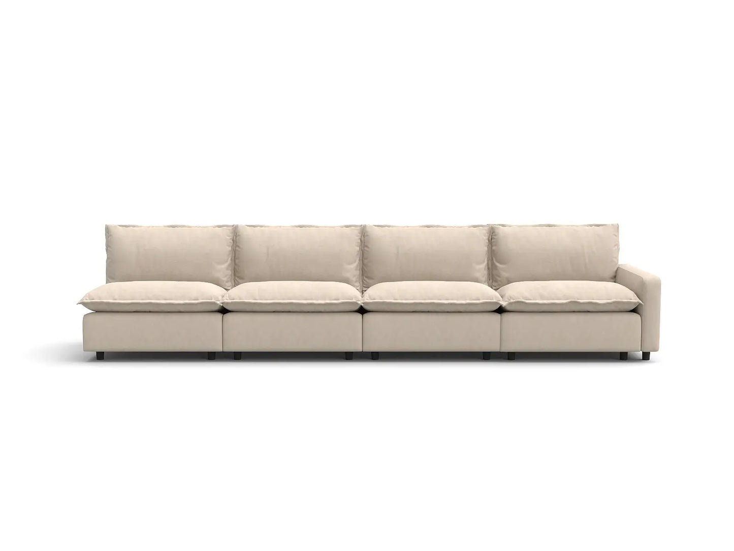 4 Piece Beige Linen Family Room Couch Sectionals 4 Seater 2