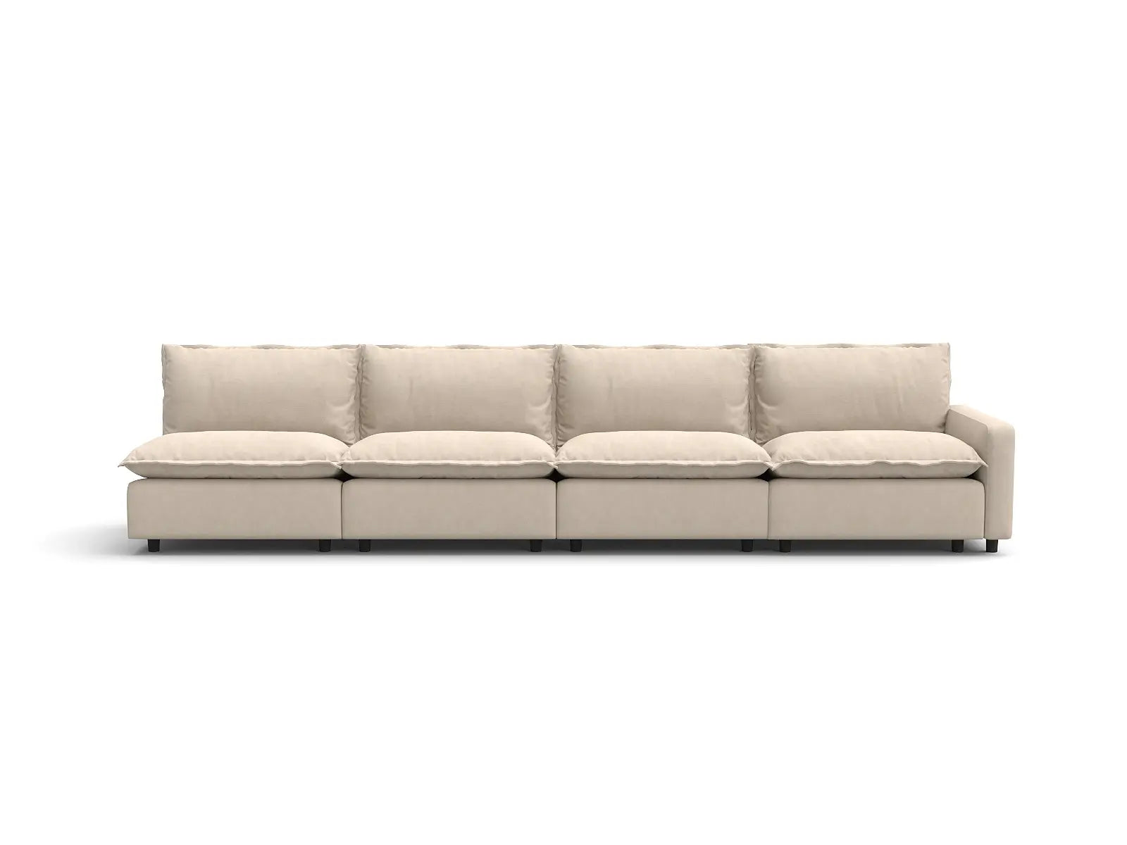 4 Piece Beige Linen Family Room Couch Sectionals 4 Seater 2