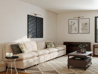 4 Piece Beige Linen Family Room Couch Sectionals 4 Seater 5