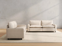 4 Piece Beige Linen Grand Estate V Shaped Sectionals 4 Seater 4