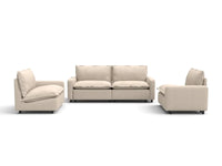 4 Piece Beige Linen High Ceiling Room U Shaped Sectionals 4 Seater 2