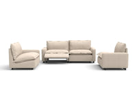 4 Piece Beige Linen High Ceiling Room U Shaped Sectionals 4 Seater 3