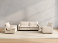 4 Piece Beige Linen High Ceiling Room U Shaped Sectionals 4 Seater 4