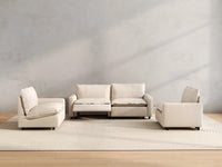 4 Piece Beige Linen High Ceiling Room U Shaped Sectionals 4 Seater 5