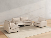 4 Piece Beige Linen High Ceiling Room U Shaped Sectionals 4 Seater 6