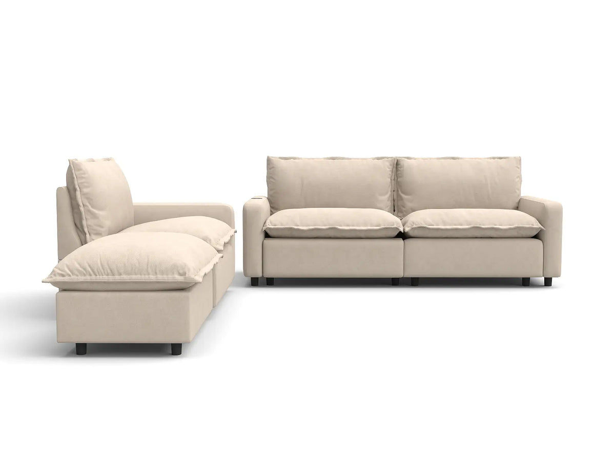 4 Piece Beige Linen Home Living Chaise Sectionals 3 Seater with 1 Ottoman 2 40de890e ee2a 4cf5 814c 4c563713ab2b