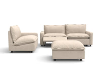 4 Piece Beige Linen Home Living Chaise Sectionals 3 Seater with 1 Ottoman 3