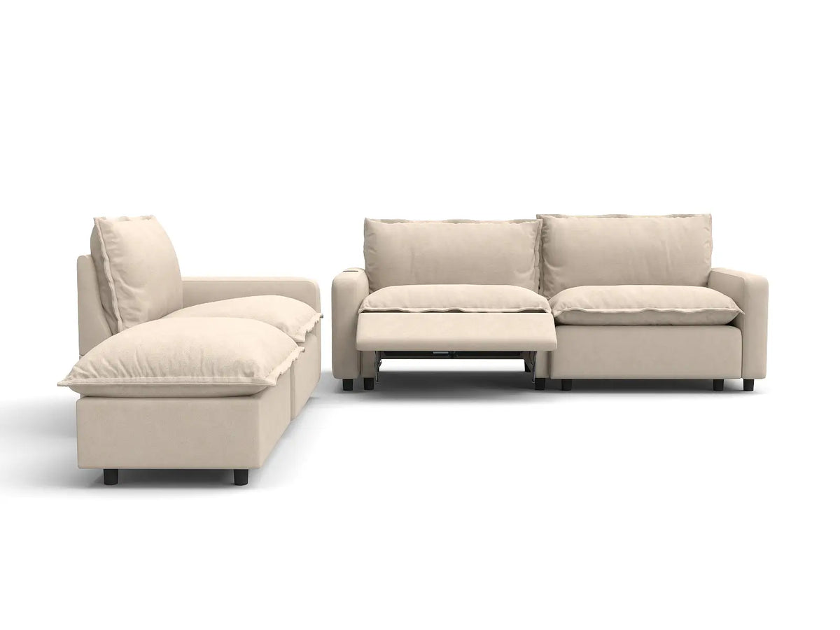 4 Piece Beige Linen Home Living Chaise Sectionals 3 Seater with 1 Ottoman 3 6db75564 7143 496f 9835 c4e64e25e127