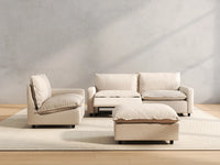 4 Piece Beige Linen Home Living Chaise Sectionals 3 Seater with 1 Ottoman 5