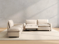 4 Piece Beige Linen Home Living Chaise Sectionals 3 Seater with 1 Ottoman 5 9a1699eb 0f2b 44b5 afa2 6f2aef3d12e1