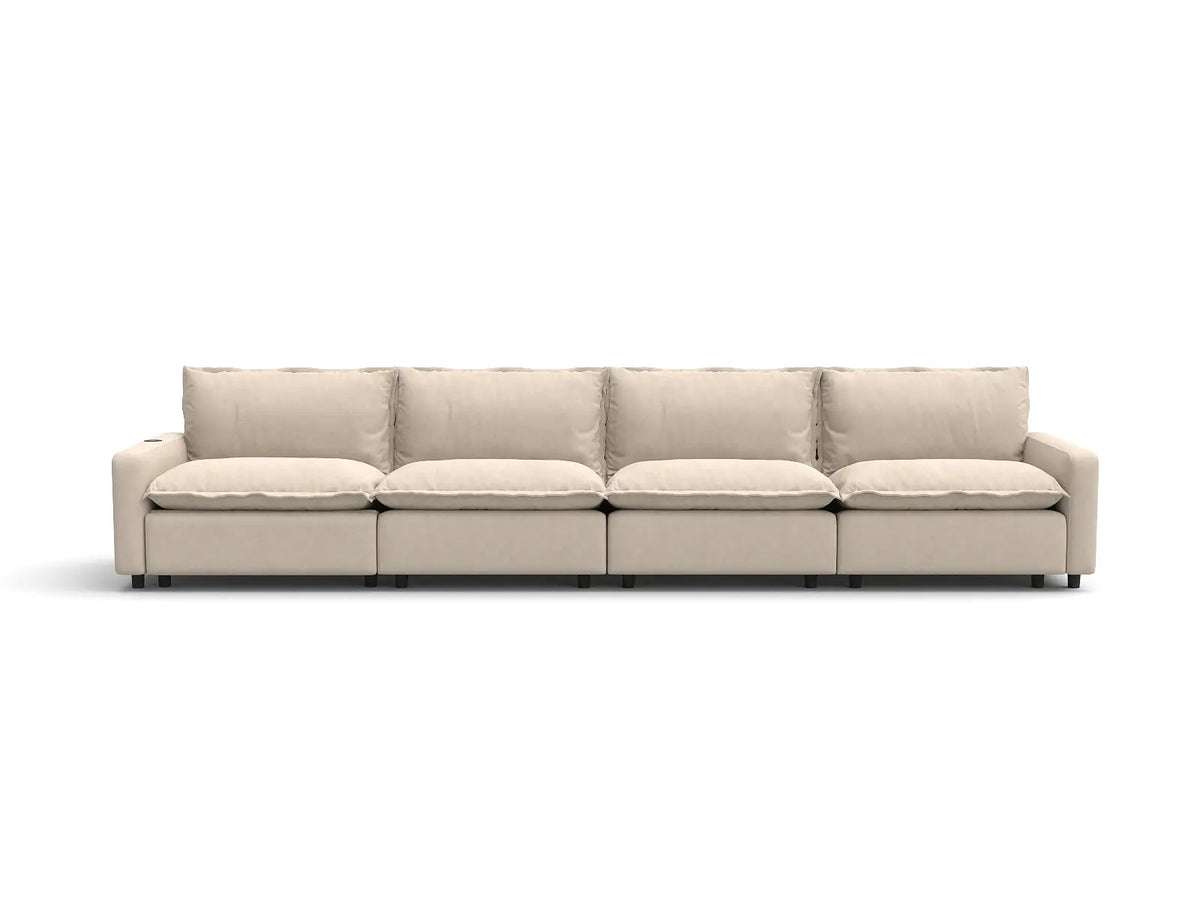 4 Piece Beige Linen Home Living Couch Sectionals 4 Seater 2