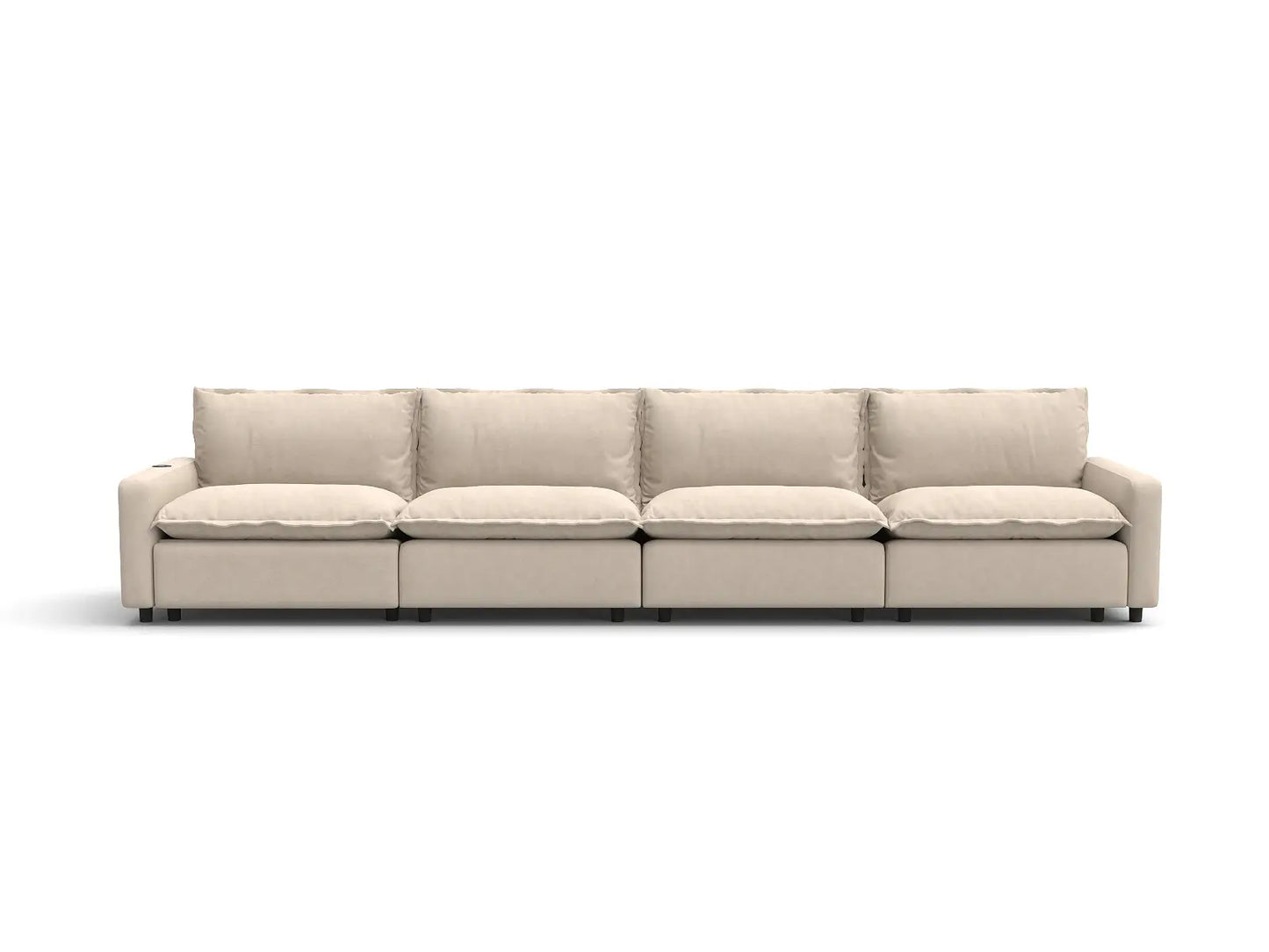 4 Piece Beige Linen Home Living Couch Sectionals 4 Seater 2