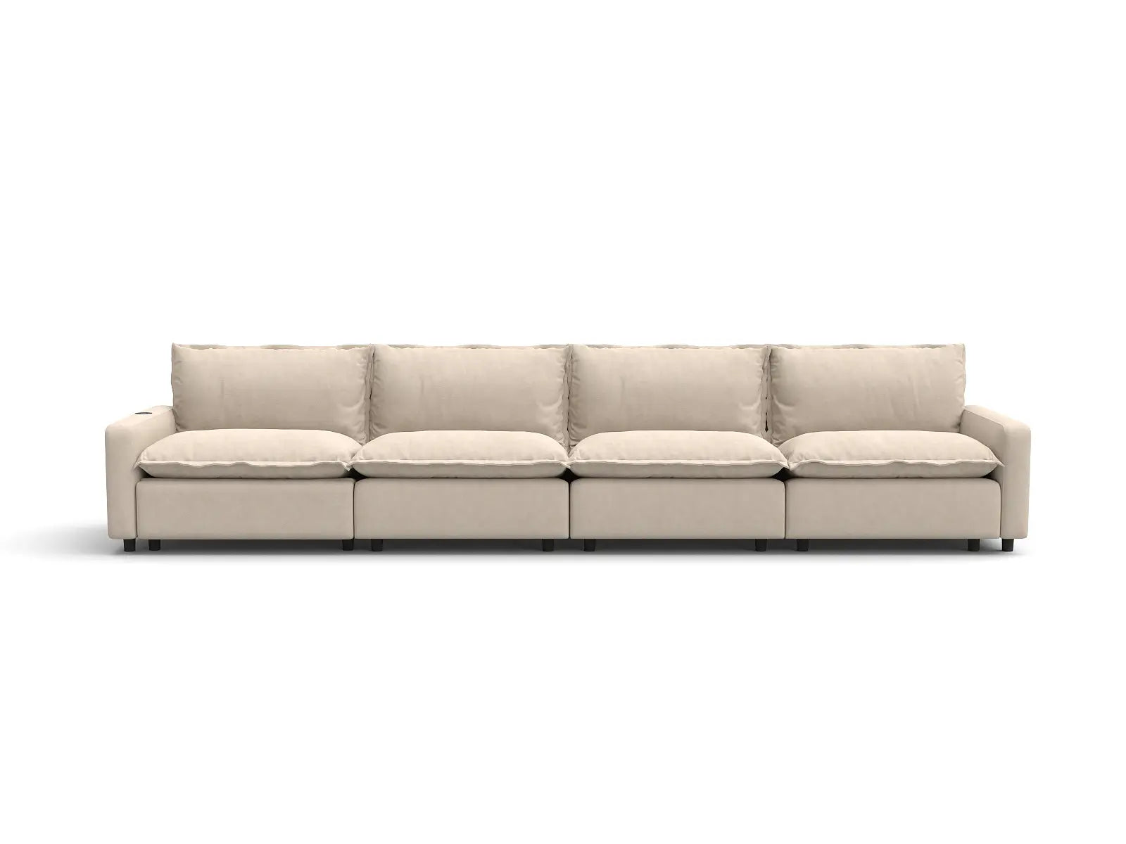 4 Piece Beige Linen Home Living Couch Sectionals 4 Seater 2