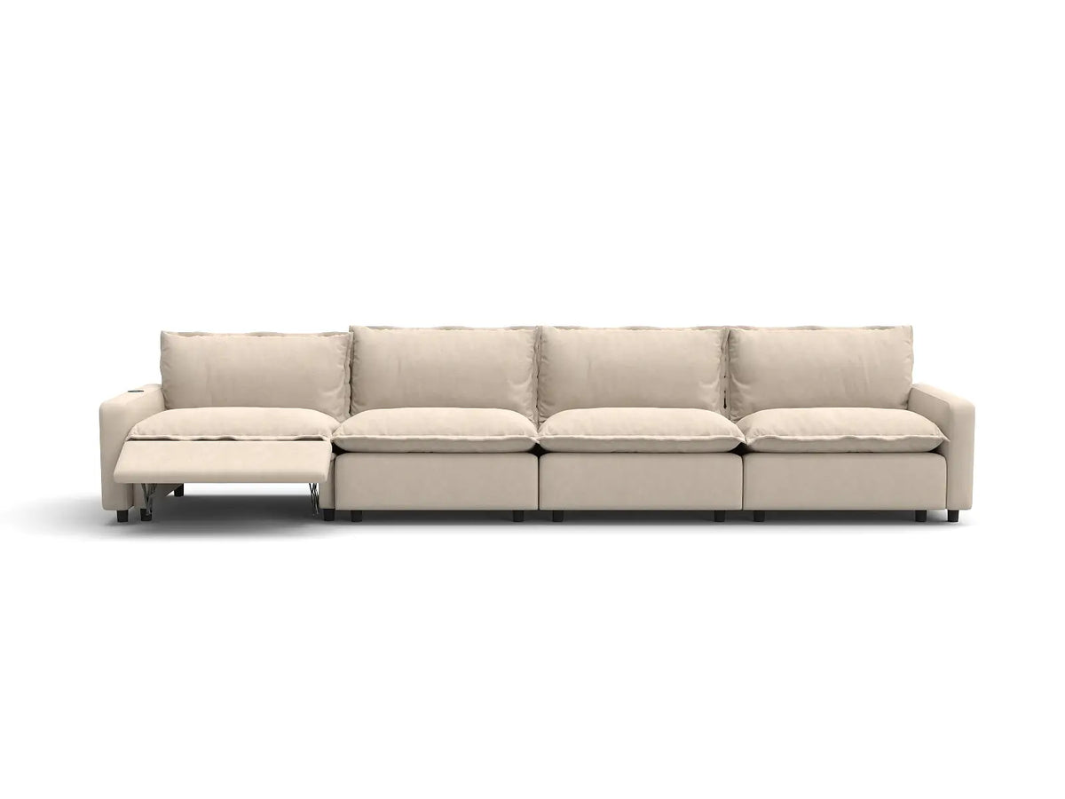 4 Piece Beige Linen Home Living Couch Sectionals 4 Seater 3