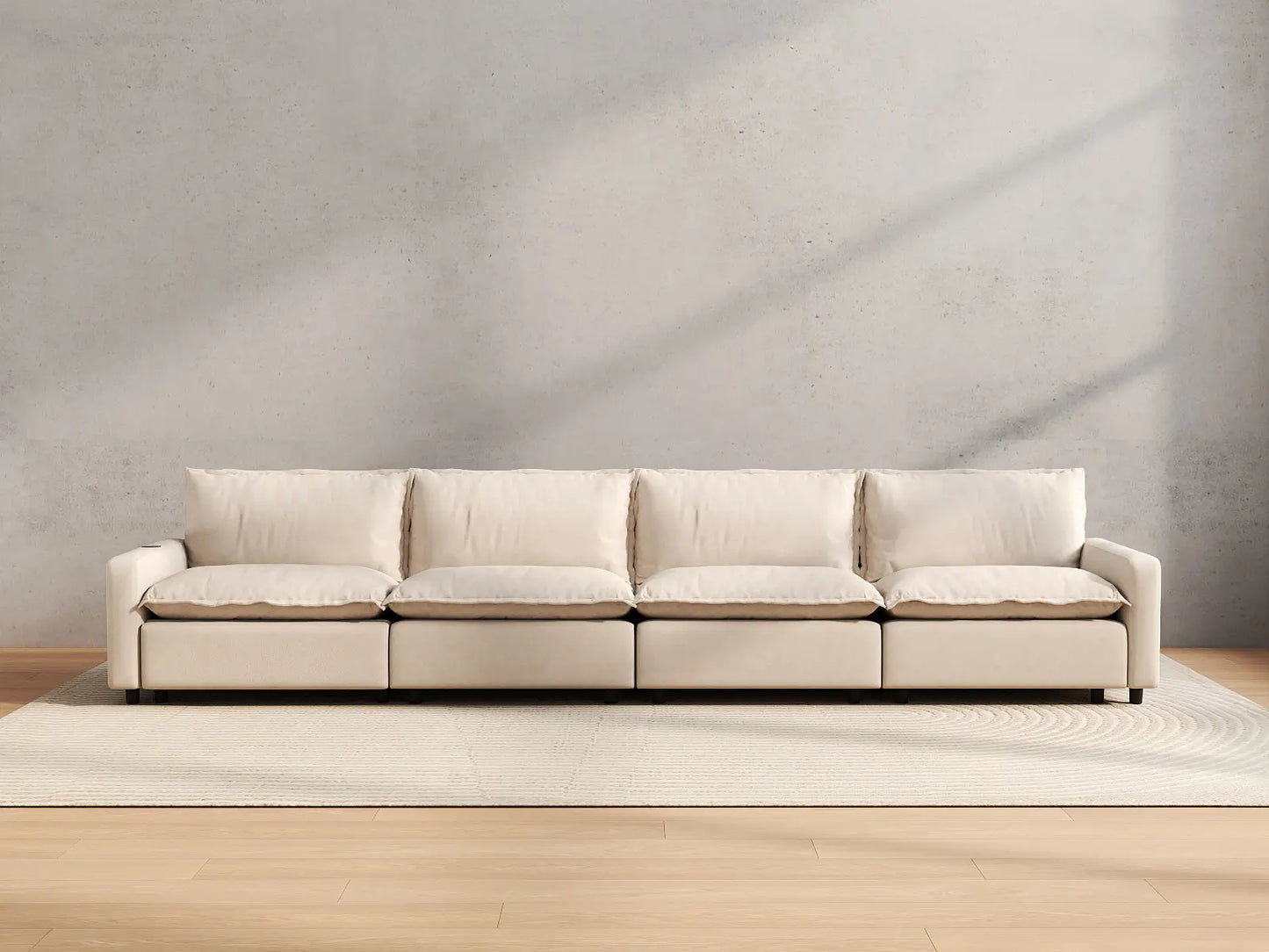 4 Piece Beige Linen Home Living Couch Sectionals 4 Seater 4
