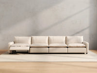 4 Piece Beige Linen Home Living Couch Sectionals 4 Seater 5