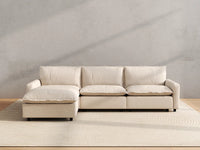 Modular Cero Modular Sectionals | 4-Piece Beige Linen Home Living L-Shaped Sectionals 3-Seater with 1-Ottoman
