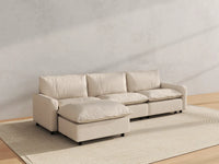 Modular Cero Modular Sectionals | 4-Piece Beige Linen Home Living L-Shaped Sectionals 3-Seater with 1-Ottoman