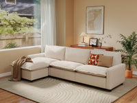 Modular Cero Modular Sectionals | 4-Piece Beige Linen Home Living L-Shaped Sectionals 3-Seater with 1-Ottoman