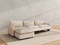 Modular Cero Reclining Sectionals | 4-Piece Beige Linen Home Living L-Shaped Sectionals 3-Seater with 1-Ottoman