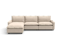 Modular Cero Reclining Sectionals | 4-Piece Beige Linen Large Space L-Shaped Sectionals 3-Seater with 1-Ottoman