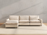Modular Cero Reclining Sectionals | 4-Piece Beige Linen Large Space L-Shaped Sectionals 3-Seater with 1-Ottoman