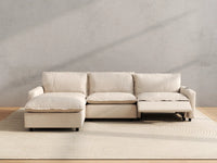 Modular Cero Reclining Sectionals | 4-Piece Beige Linen Large Space L-Shaped Sectionals 3-Seater with 1-Ottoman