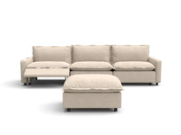 4 Piece Beige Linen Main Living Area Chaise Sectionals 3 Seater with 1 Ottoman 3