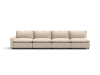 4 Piece Beige Linen Single Family Couch Sectionals 4 Seater 2