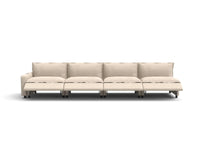 4 Piece Beige Linen Single Family Couch Sectionals 4 Seater 3