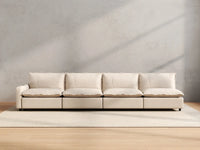 4 Piece Beige Linen Single Family Couch Sectionals 4 Seater 4