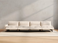 4 Piece Beige Linen Single Family Couch Sectionals 4 Seater 5