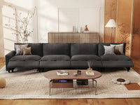 4 Piece Grey Linen Condo Furniture Couch Sectionals 4 Seater 1