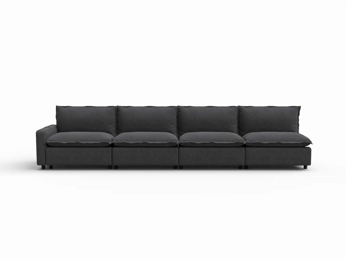 4 Piece Grey Linen Condo Furniture Couch Sectionals 4 Seater 2