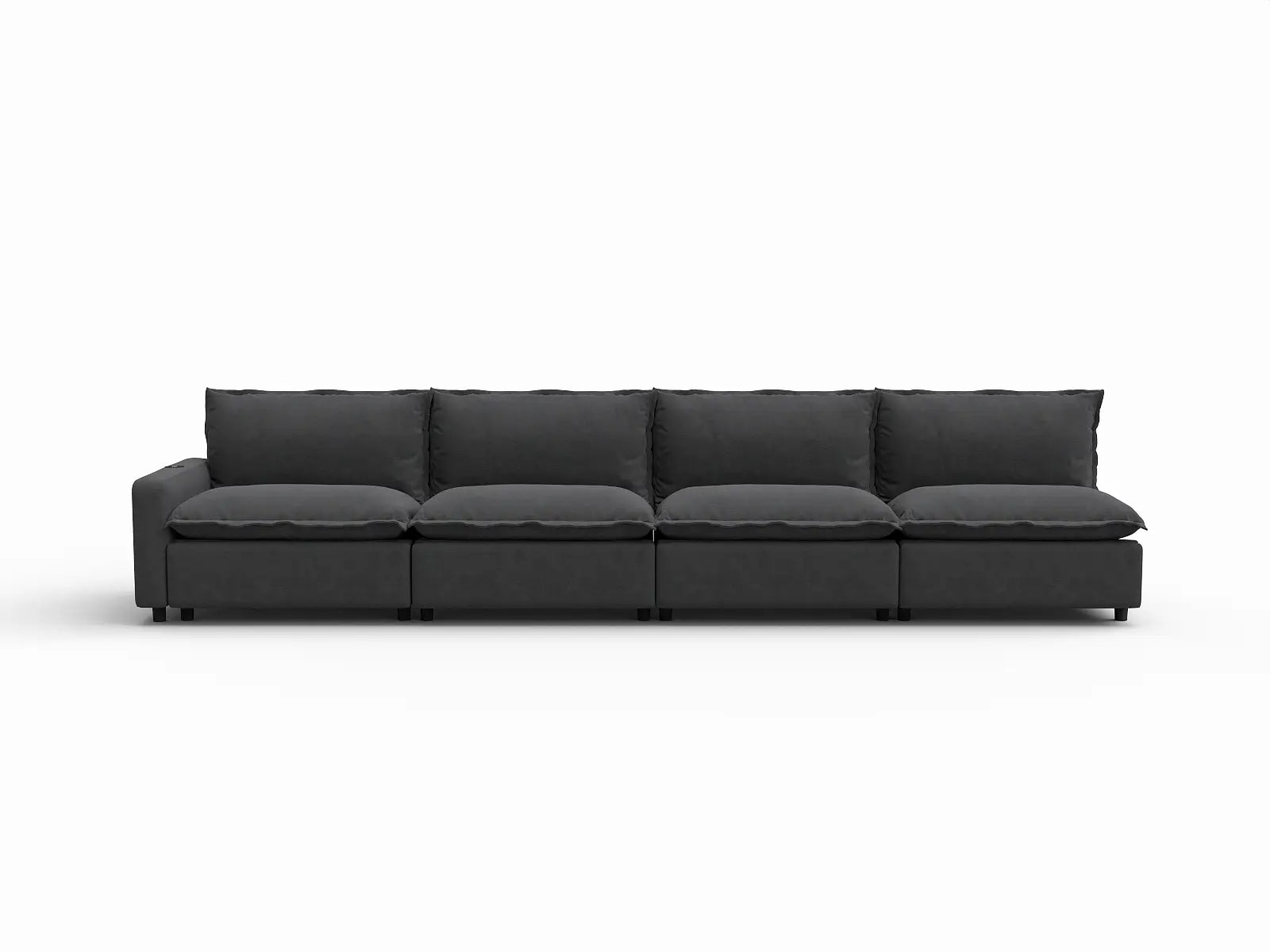 4 Piece Grey Linen Condo Furniture Couch Sectionals 4 Seater 2