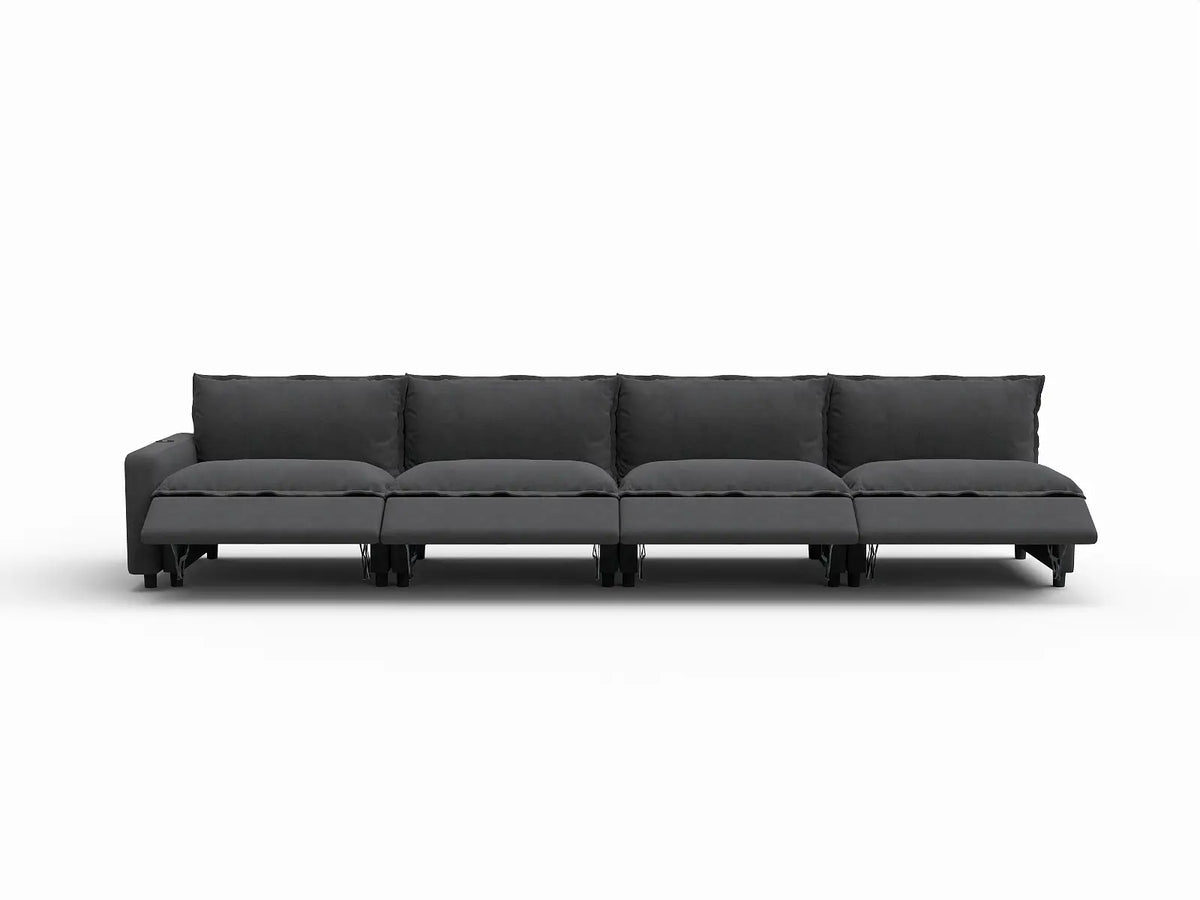 4 Piece Grey Linen Condo Furniture Couch Sectionals 4 Seater 3